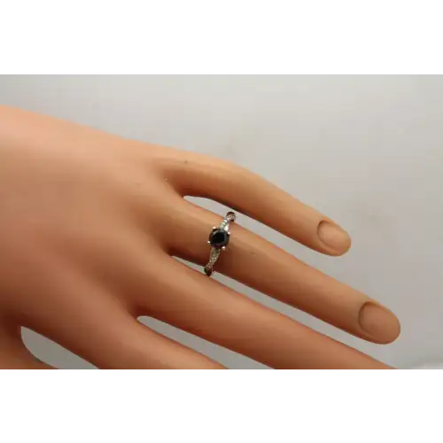 14k W.G. .50ct BLACK DIAMOND SOLITAIRE 2 w/ .25ctw dia. acc. sz 6.25 #