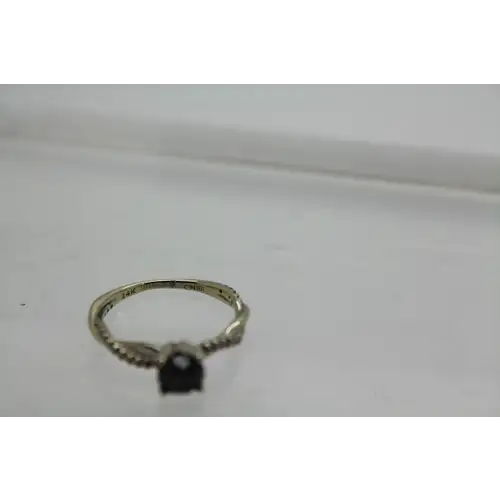 14k W.G. .50ct BLACK DIAMOND SOLITAIRE 2 w/ .25ctw dia. acc. sz 6.25 #