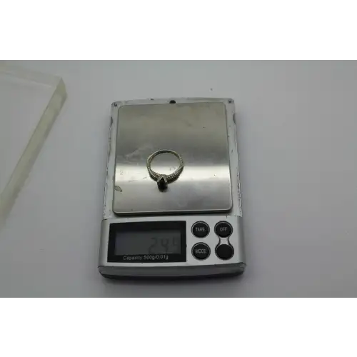 14k W.G. .50ct BLACK DIAMOND SOLITAIRE 2 w/ .25ctw dia. acc. sz 6.25 #