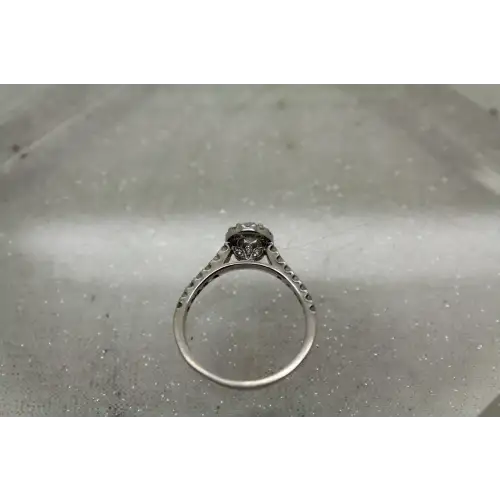 14k W.G. Oval Cut MOISSANITE HALO with SIDE STONES ring size 8.5