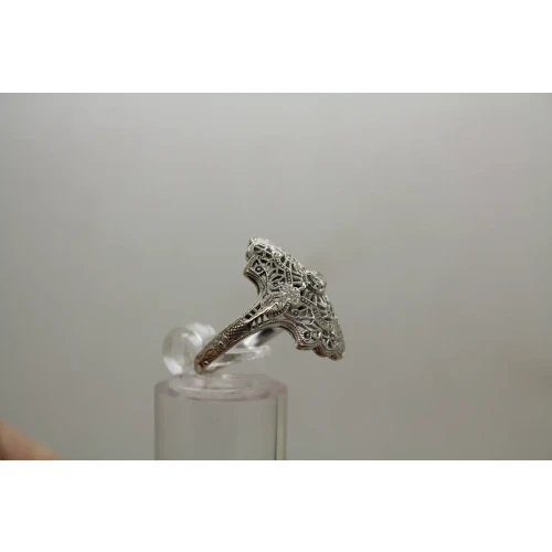 14k W.G. VINTAGE .06ct DIAMOND FILIGREE ring size 7