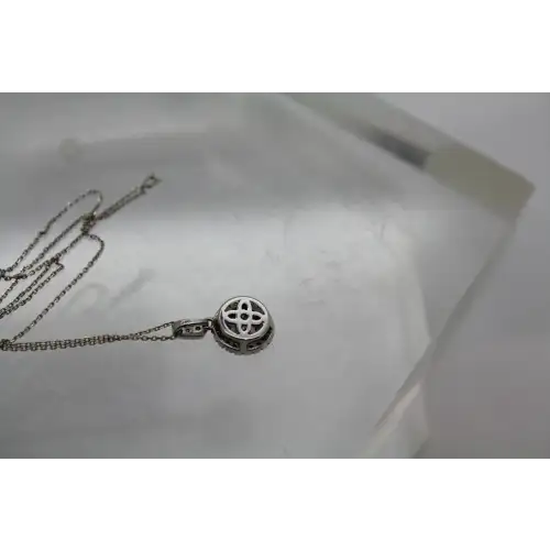 14k White Gold .20ctw DIAMOND ILLUSION HALO pendant necklace #