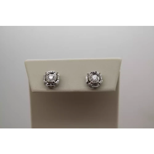 14k White Gold .40ctw DIAMOND HALO LOOK STUD STYLE earrings