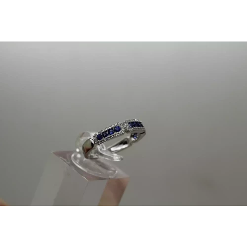 14k White Gold .66ctw DIAMOND & SAPPHIRE STACK BAND ring size 6.5