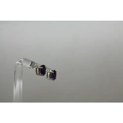 14k White Gold Oval Cut AMETHYST STUD earrings