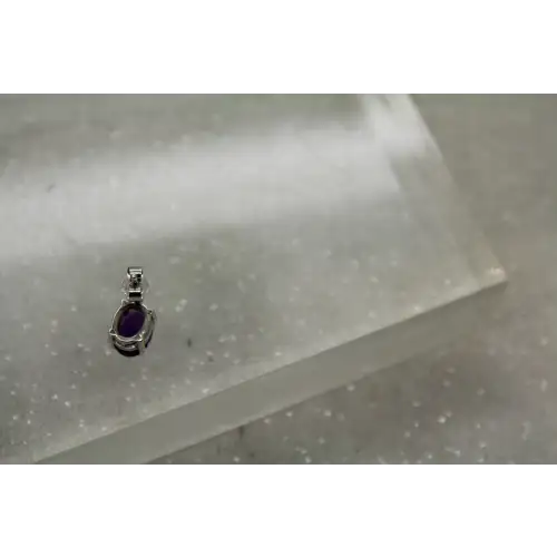 14k White Gold Oval Cut AMETHYST STUD earrings