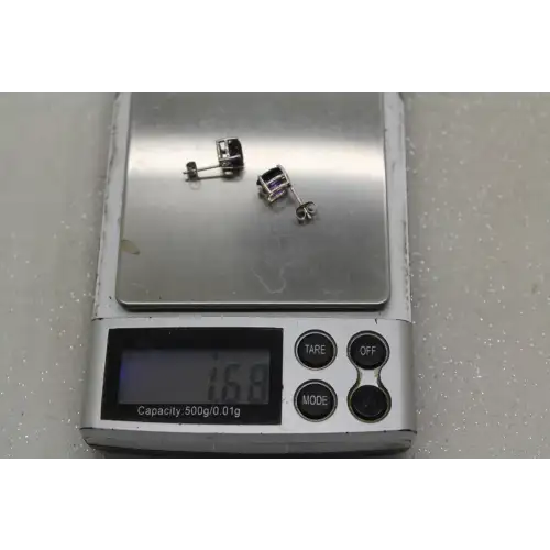 14k White Gold Oval Cut AMETHYST STUD earrings