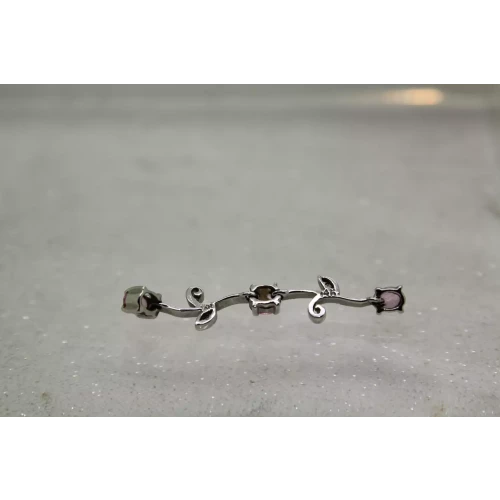 14k White Gold PINK TOPAZ w/ DIAMOND ACCENT VINING pendant