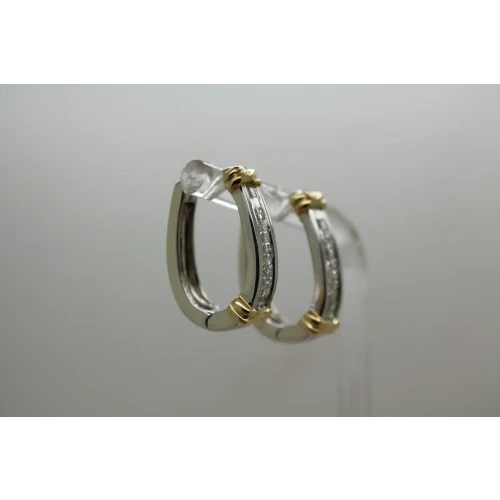 14k White Gold & Yellow Gold accents .80ctw DIAMOND HOOP earrings