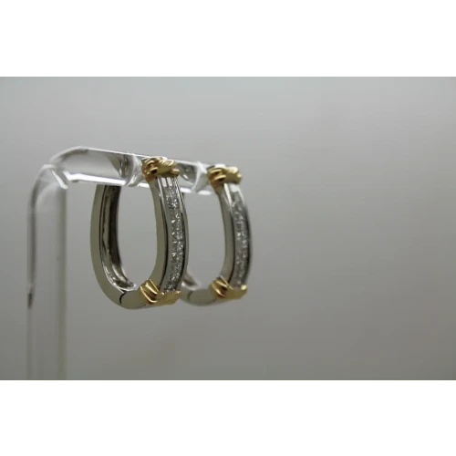 14k White Gold & Yellow Gold accents .80ctw DIAMOND HOOP earrings