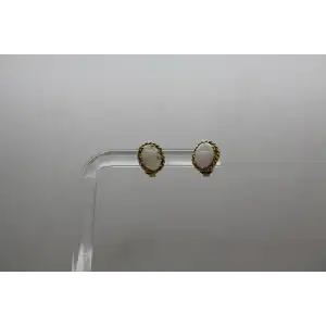 14k Y.B. Oval Cut OPAL ROPE DESIGN STUD earrings