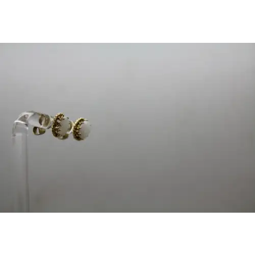 14k Y.B. Oval Cut OPAL ROPE DESIGN STUD earrings