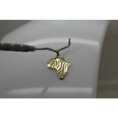 14k Yellow Gold AFRICA MAP OPEN WORK ZEBRA PRING DESIGN pendant