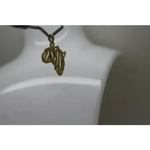 14k Yellow Gold AFRICA MAP OPEN WORK ZEBRA PRING DESIGN pendant