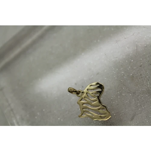 14k Yellow Gold AFRICA MAP OPEN WORK ZEBRA PRING DESIGN pendant