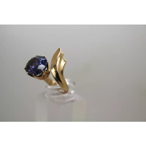 14k Yellow Gold large PURPLE SAPPHIRE WRAP STYLE ring size 6 (2)