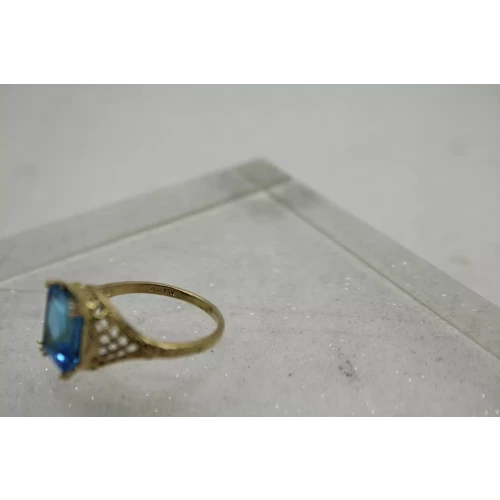 14k Yellow Gold LONDON BLUE TOPAZ FILIGREE ring size 8