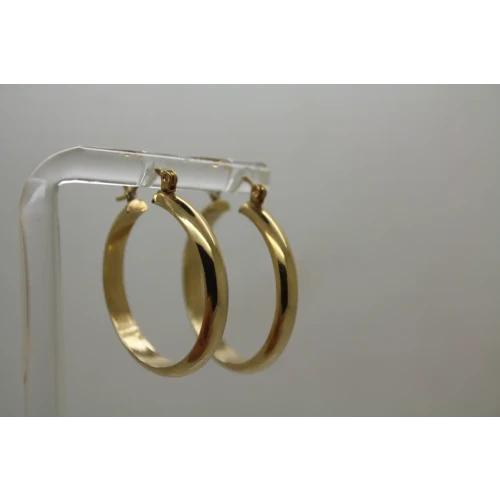 14k Yellow Gold MEDIUM HOLLOW HOOP earrings 1 1/8