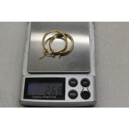 14k Yellow Gold MEDIUM HOLLOW HOOP earrings 1 1/8