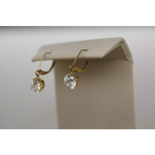 14k Yellow Gold MULTIFACTED CZ DANGLE earrings
