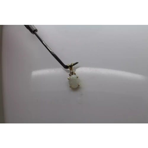 14k Yellow Gold OPAL SOLITAIRE w/ DIAMOND acc. OVAL pendant