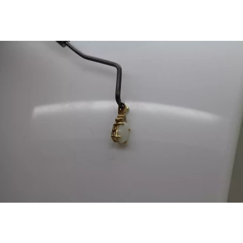 14k Yellow Gold OPAL SOLITAIRE w/ DIAMOND acc. OVAL pendant