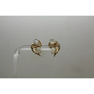 14k Yellow Gold Pear Cut OPALS & DIAMOND FANCY DESIGN earrings