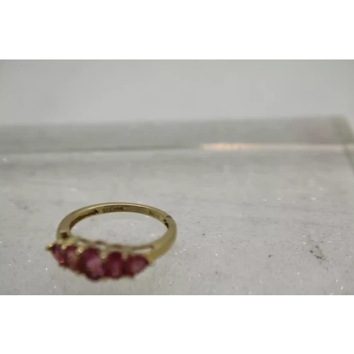 14k Yellow Gold PINK AMETHYST 5 Stone Ring size 6