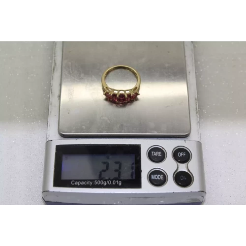 14k Yellow Gold PINK AMETHYST 5 Stone Ring size 6