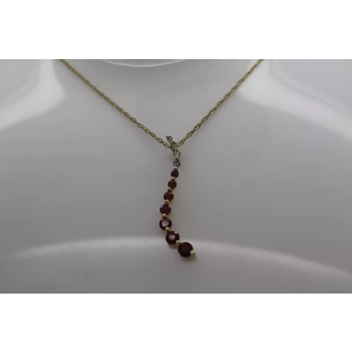 14k Yellow Gold RUBY & DIAMOND  CURVE JOURNEY necklace 18