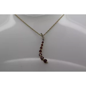 14k Yellow Gold RUBY & DIAMOND  CURVE JOURNEY necklace 18