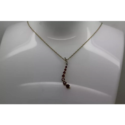 14k Yellow Gold RUBY & DIAMOND  CURVE JOURNEY necklace 18