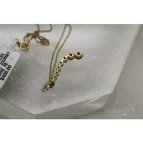 14k Yellow Gold RUBY & DIAMOND  CURVE JOURNEY necklace 18