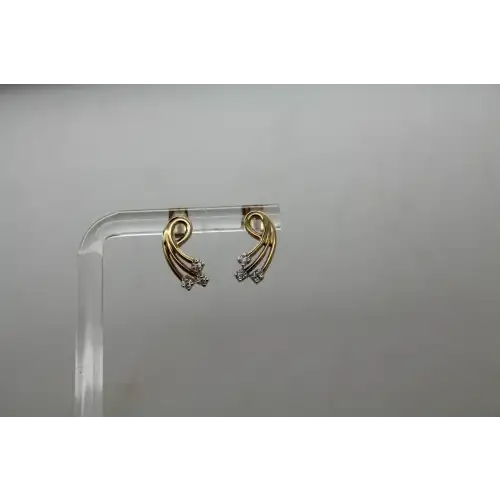 14k Y.G. .06ctw DIAMOND SWIRL DESIGN earrings