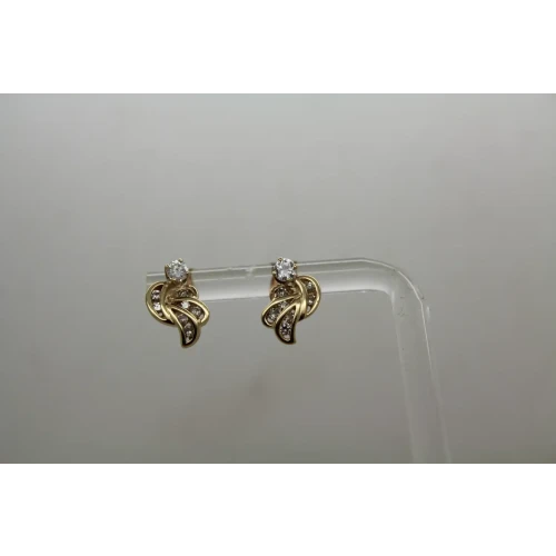 14k Y.G. .25ctw DIAMOND FANCY WAVE DESIGN earrings