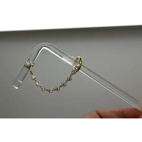 14k Y.G.  .95ctw MOISSANITE EAR CUFF w/ CHAIN & STUD earring set