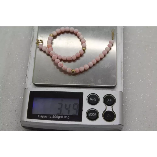 14k Y.G. ANGEL SKIN CORL & GOLD BEADED bracelet 7