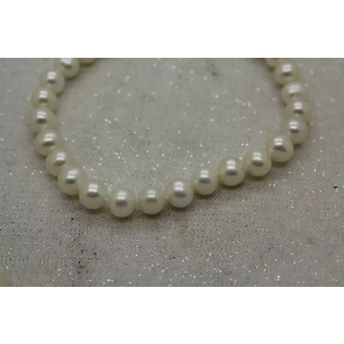 14k Y.G. HAND KNOTTED 6.7mm PEARL NECKLACE & BRACELET SET