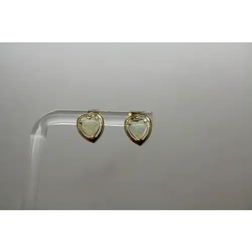 14k Y.G. Heart Cut OPAL HEART DESIGN STUD earrings