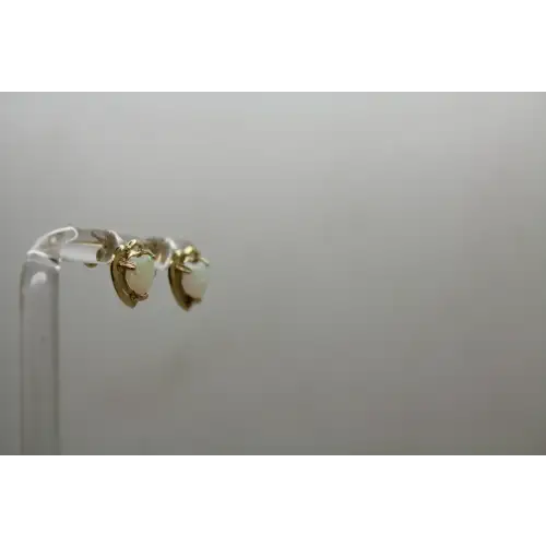 14k Y.G. Heart Cut OPAL HEART DESIGN STUD earrings