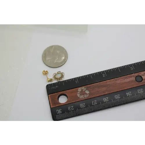 14k Y.G. Oval Cut OPAL FILIGREE DANGLE earrings #