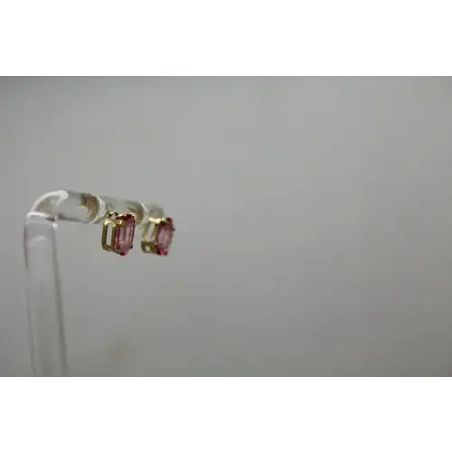 14k Y.G. Oval Cut PINK TOPAZ OVAL STUD earrings