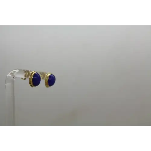 14k Y.G. Oval Cut ROYAL BLUE SCARAB STUD earrings