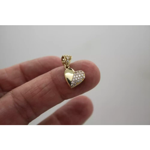 14k Y.G. SPARKLY PAVE CZ HEART DANGLE pendant