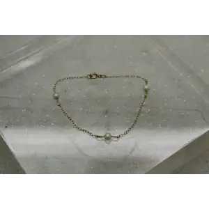 14k Y.G. & WHITE PEARL BABY BRACELET 5 1/2