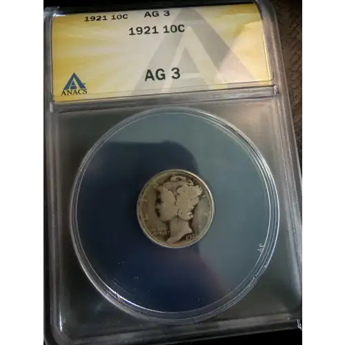 1921  Dimes Winged Liberty Head or Mercury ANACS AG-3