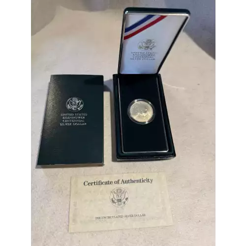 1990 Eisenhower Centennial Commemorative 90% Silver $1 Dollar Box COA (3)