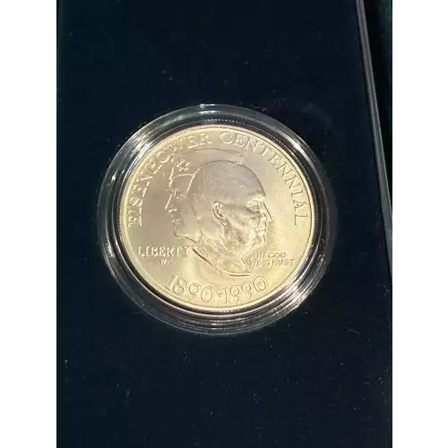 1990 Eisenhower Centennial Commemorative 90% Silver $1 Dollar Box COA