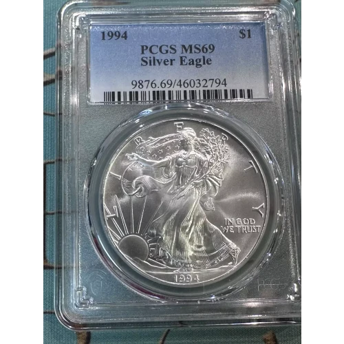 1994 1oz Silver Eagle PCGS MS 69  (2)