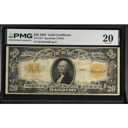 $20 1922 Gold Gold Certificates 1187 (2)